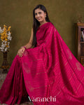 Rani Pink Striped Pure Raw Silk Handloom Saree — Draped