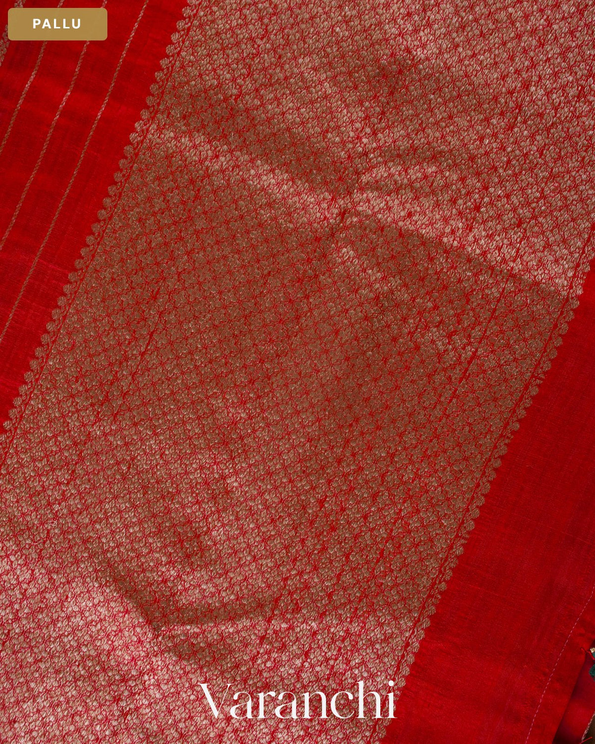 Chilly Red Striped Pure Raw Silk Handloom Saree — Pallu