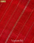 Chilly Red Striped Pure Raw Silk Handloom Saree — Body