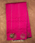 Rani Pink Striped Pure Raw Silk Handloom Saree — Full Saree