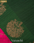 Rani Pink Striped Pure Raw Silk Handloom Saree — Blouse
