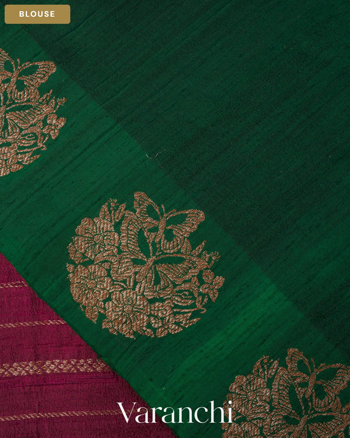 Wine Striped Pure Raw Silk Handloom Saree — Blouse