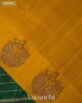 Bottle Green Striped Pure Raw Silk Handloom Saree — Blouse