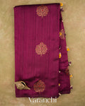 Wine Borderless Pure Raw Silk Handloom Saree — Full Saree
