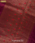 Wine Borderless Pure Raw Silk Handloom Saree — Pallu