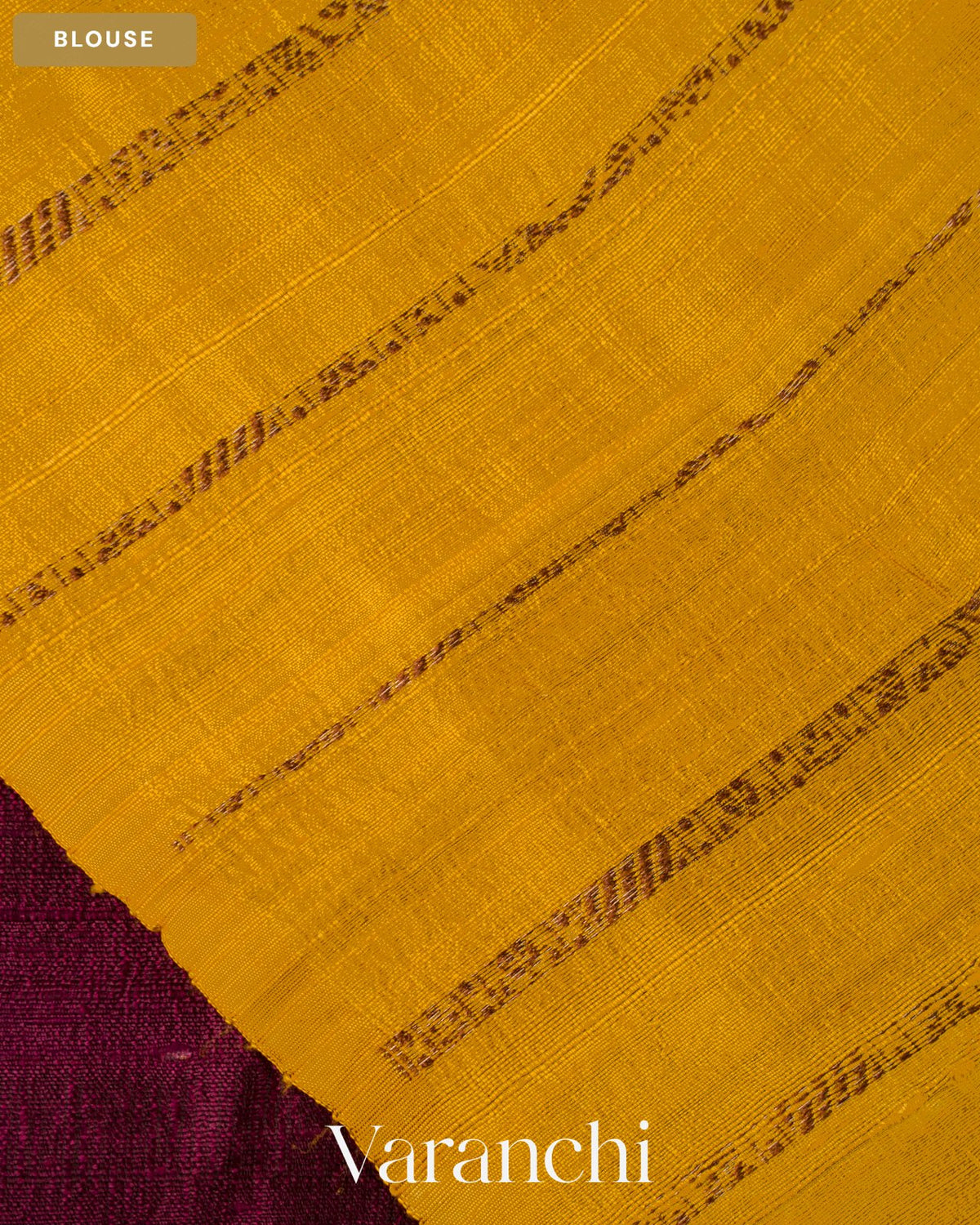 Wine Borderless Pure Raw Silk Handloom Saree — Blouse