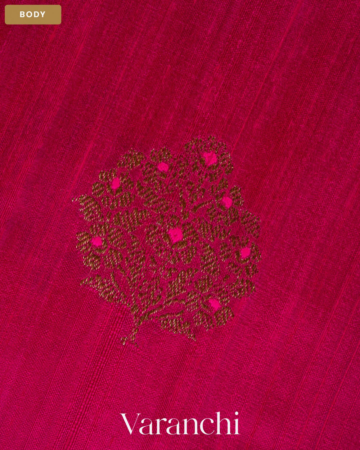 Rani Pink Borderless Pure Raw Silk Handloom Saree — Body