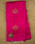 Rani Pink Borderless Pure Raw Silk Handloom Saree — Full Saree