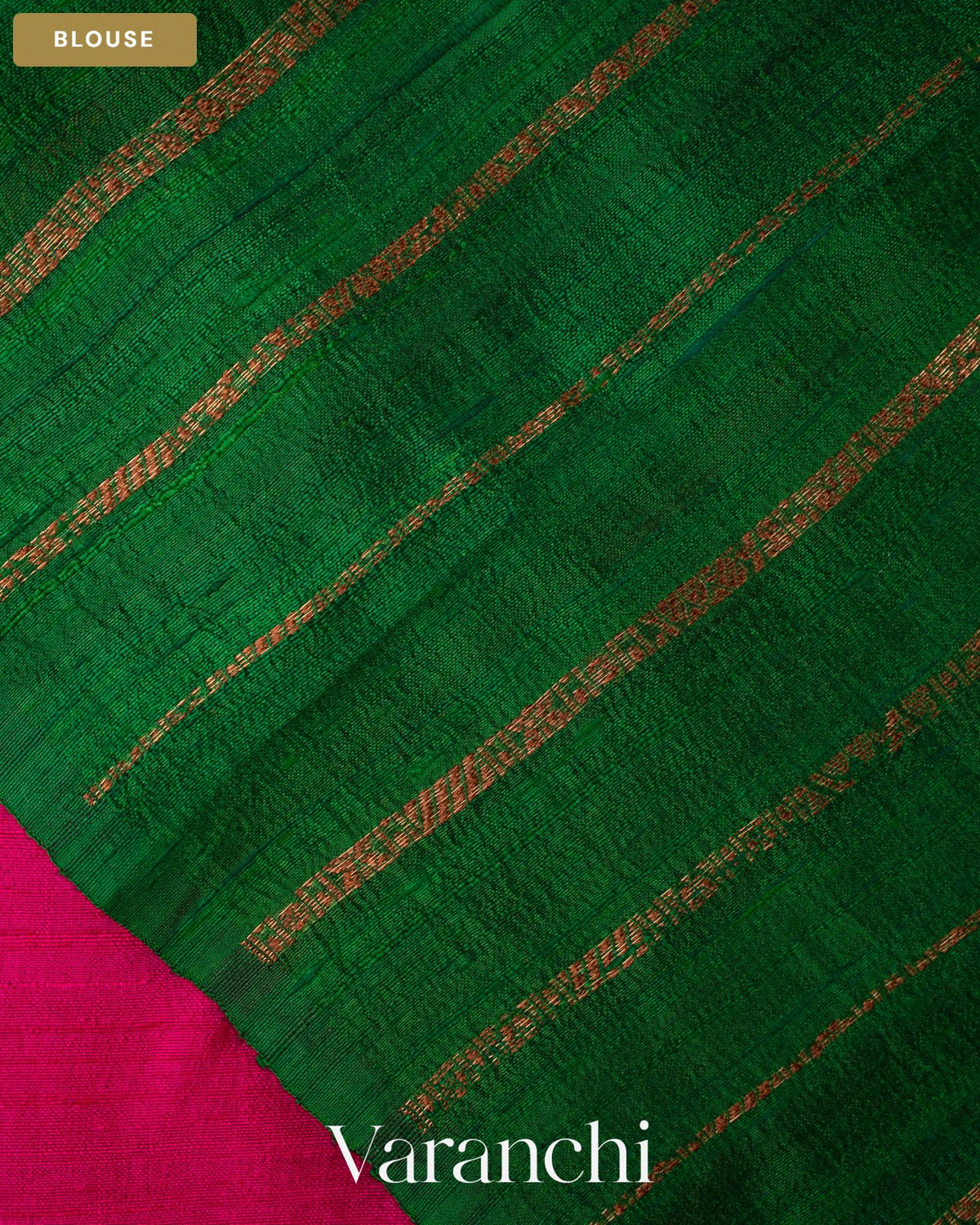 Rani Pink Borderless Pure Raw Silk Handloom Saree — Blouse