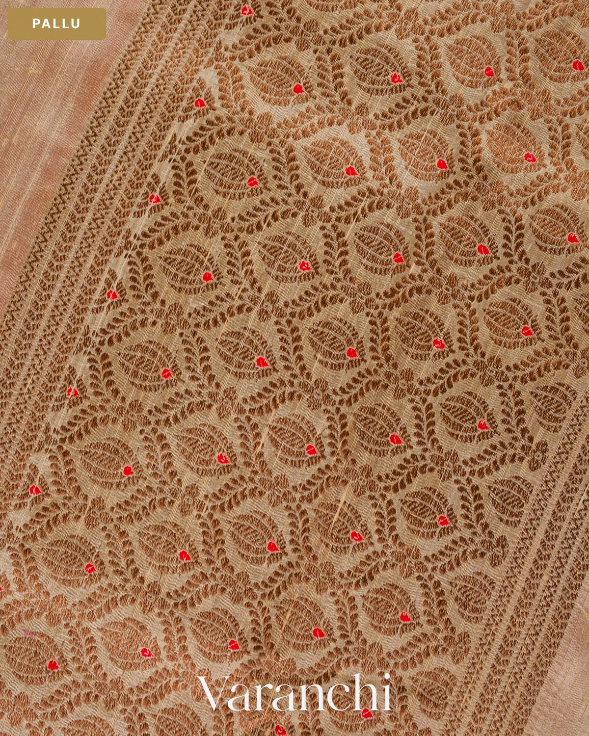 Ivory Borderless Pure Raw Silk Handloom Saree — Pallu