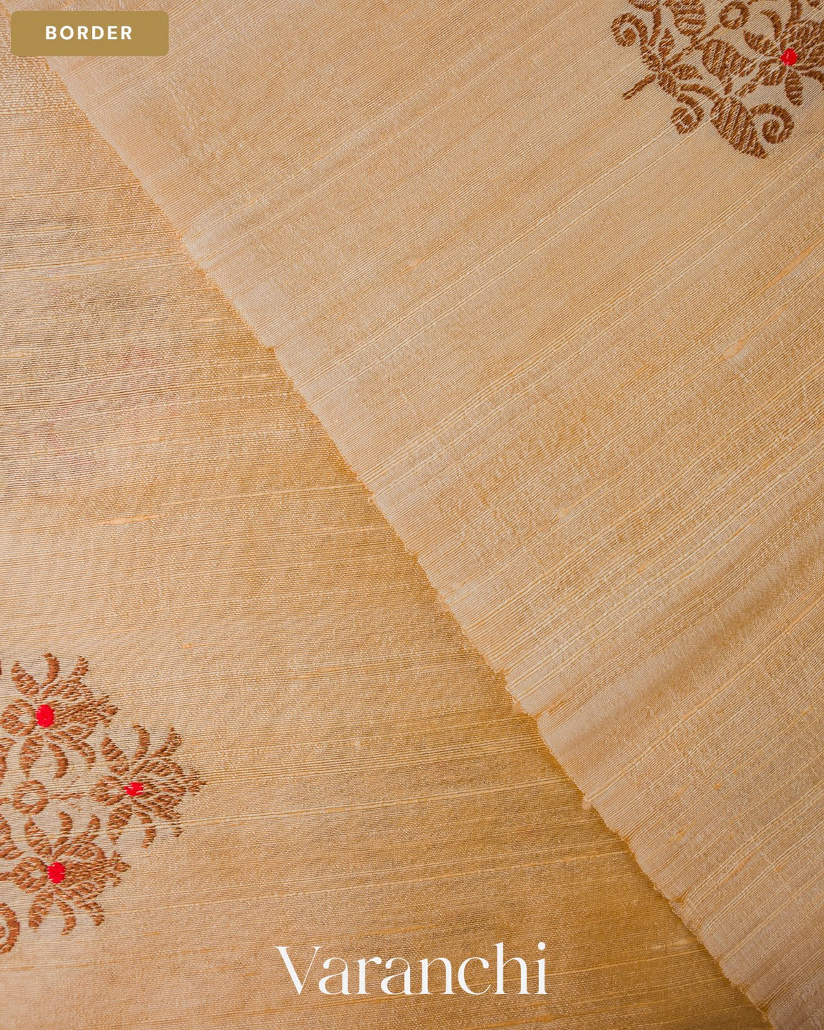 Ivory Borderless Pure Raw Silk Handloom Saree — Border