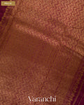 Wine Borderless Pure Raw Silk Handloom Saree — Pallu