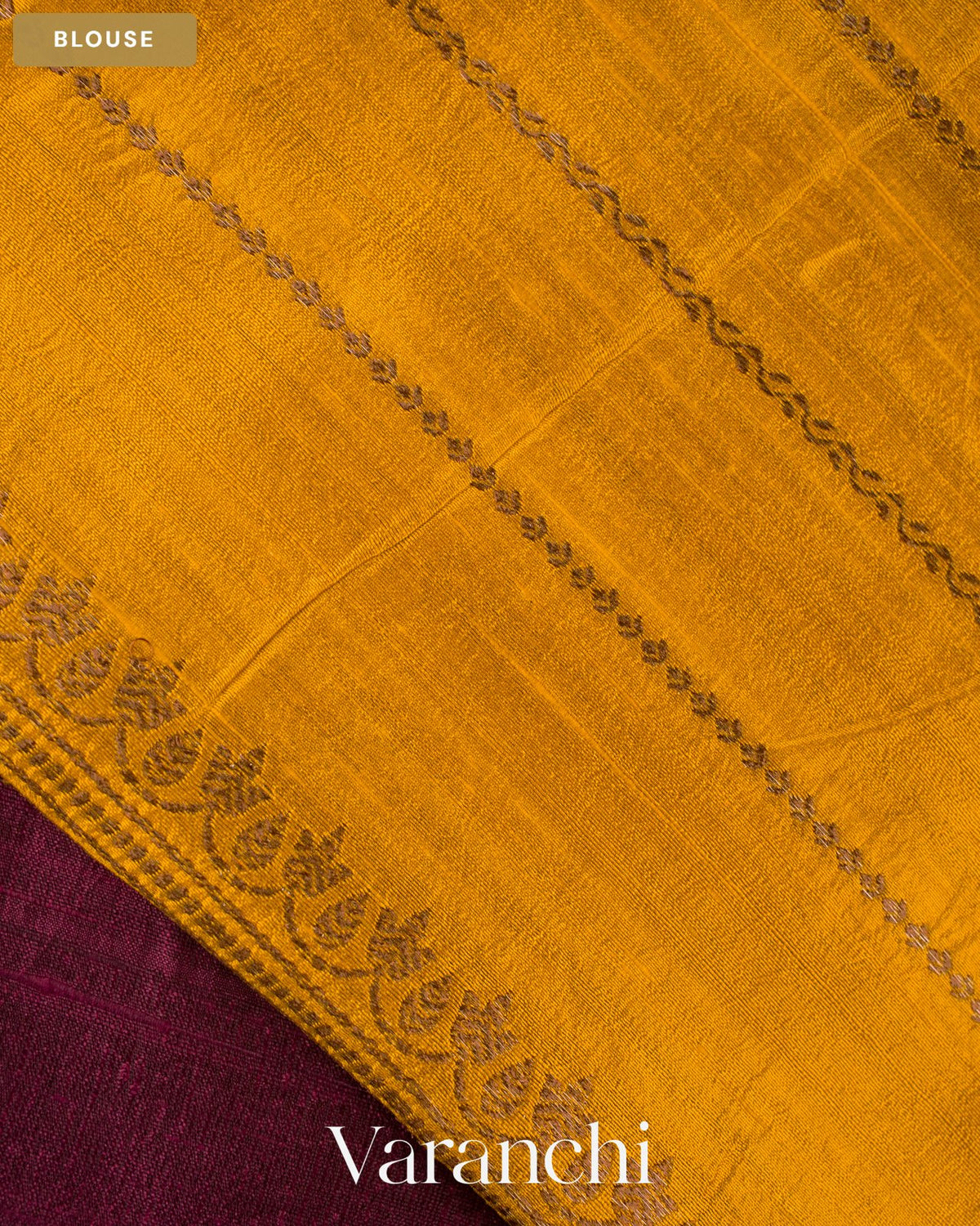 Wine Borderless Pure Raw Silk Handloom Saree — Blouse
