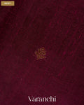 Wine Borderless Pure Raw Silk Handloom Saree — Body