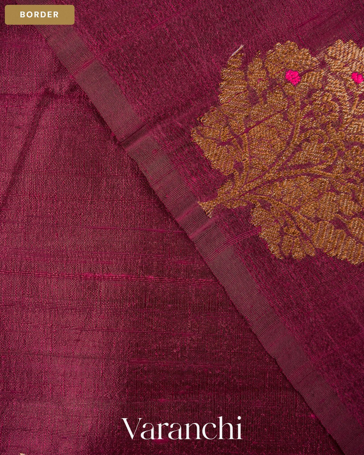 Wine Borderless Pure Raw Silk Handloom Saree — Border