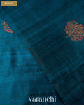 Turquoise Blue Borderless Pure Raw Silk Handloom Saree — Border