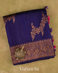 Deep Violet Lehariya Pure Raw Silk Handloom Saree — Folded