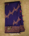 Deep Violet Lehariya Pure Raw Silk Handloom Saree — Full Saree