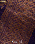 Deep Violet Lehariya Pure Raw Silk Handloom Saree — Pallu
