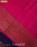 Deep Violet Lehariya Pure Raw Silk Handloom Saree — Blouse