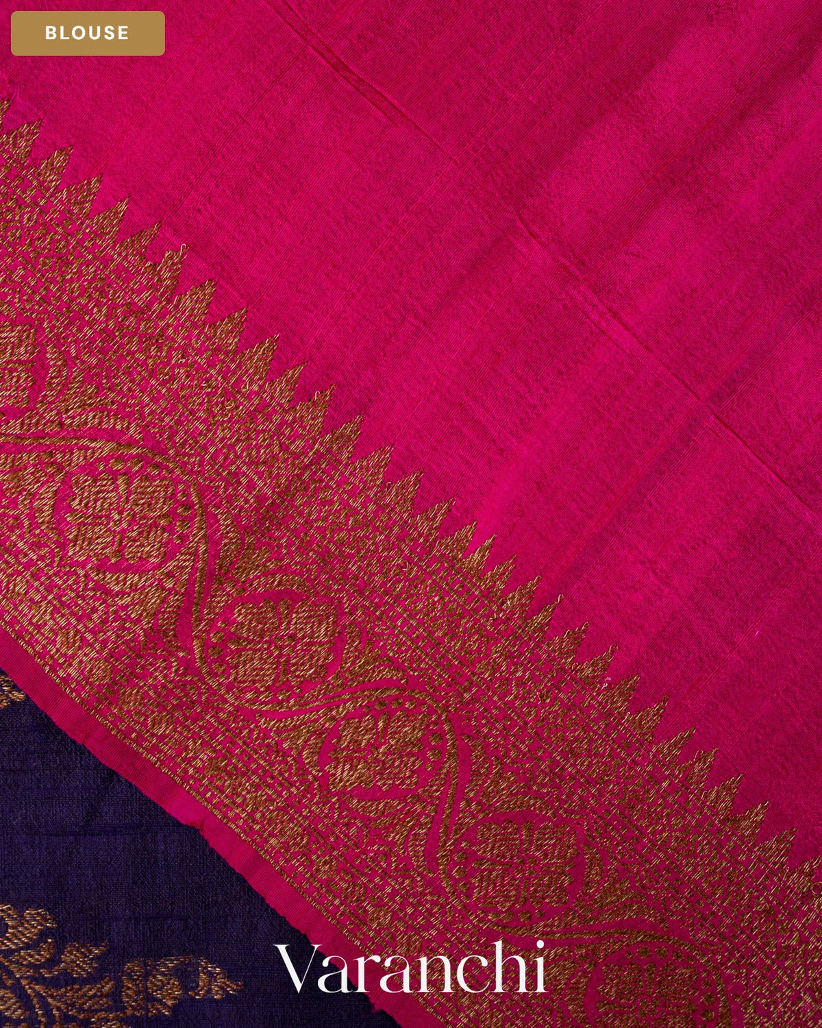 Deep Violet Lehariya Pure Raw Silk Handloom Saree — Blouse
