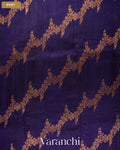 Deep Violet Lehariya Pure Raw Silk Handloom Saree — Body