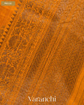 Marigold Yellow Lehariya Pure Raw Silk Handloom Saree — Pallu