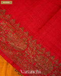 Marigold Yellow Lehariya Pure Raw Silk Handloom Saree — Blouse