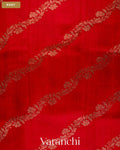 Tomato Red Lehariya Pure Raw Silk Handloom Saree — Body