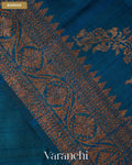 Turquoise Blue Lehariya Pure Raw Silk Handloom Saree — Border