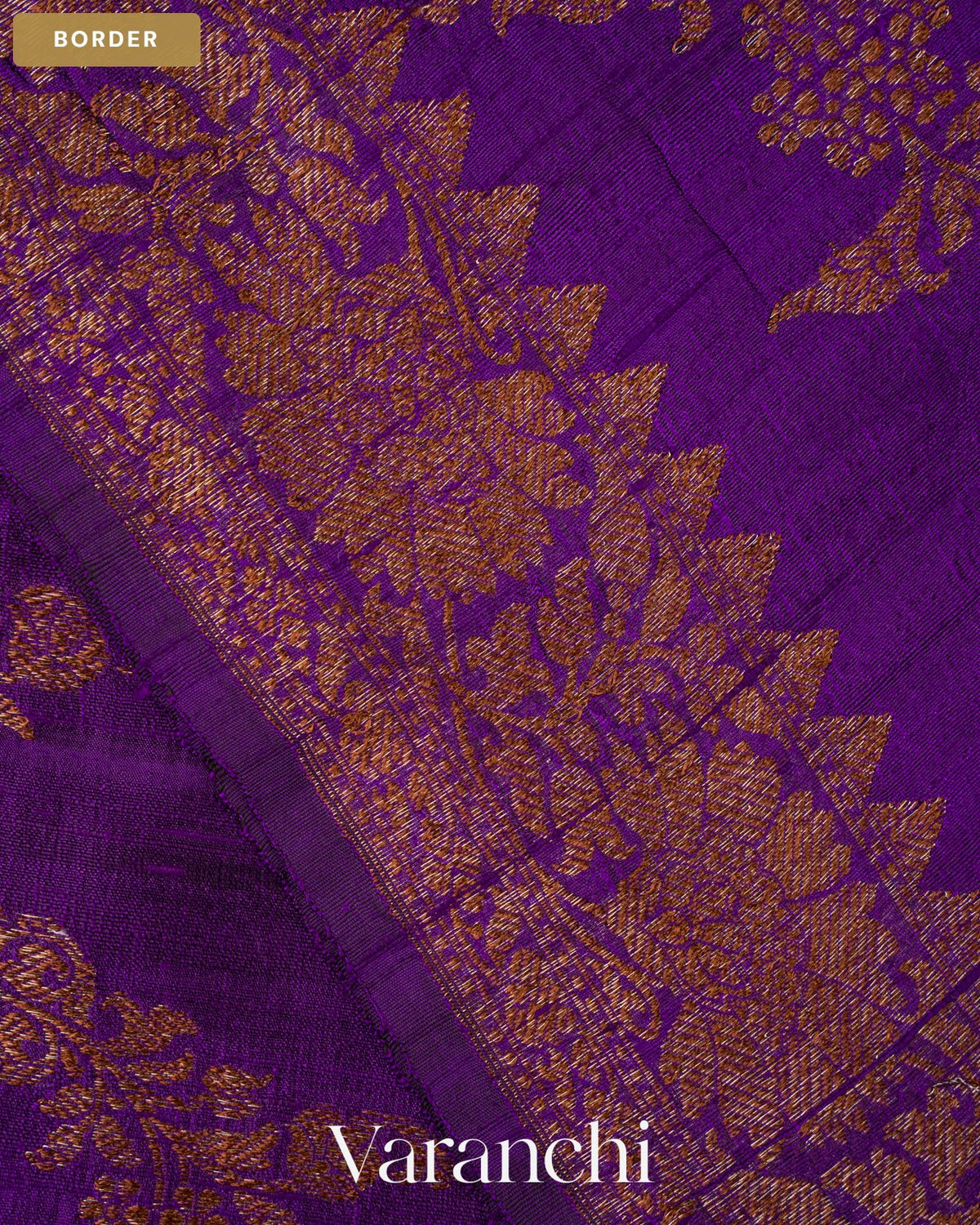 Royal Purple Lehariya Pure Raw Silk Handloom Saree — Border