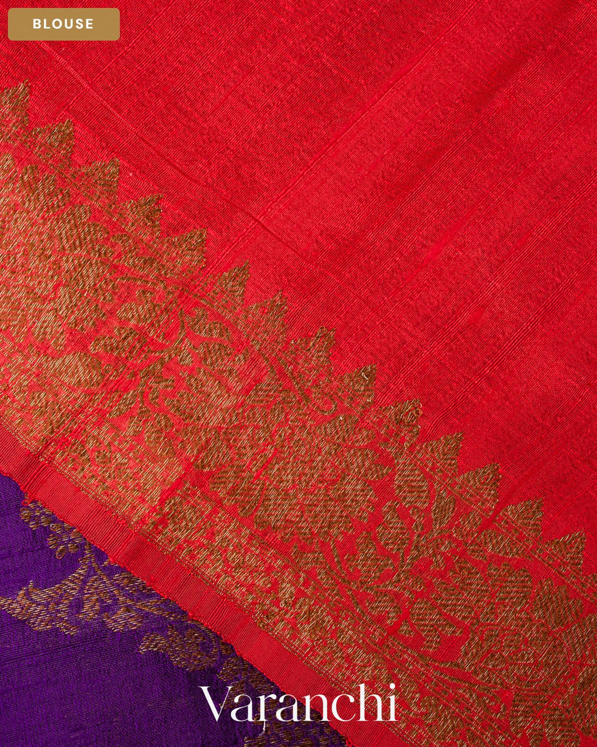 Royal Purple Lehariya Pure Raw Silk Handloom Saree — Blouse