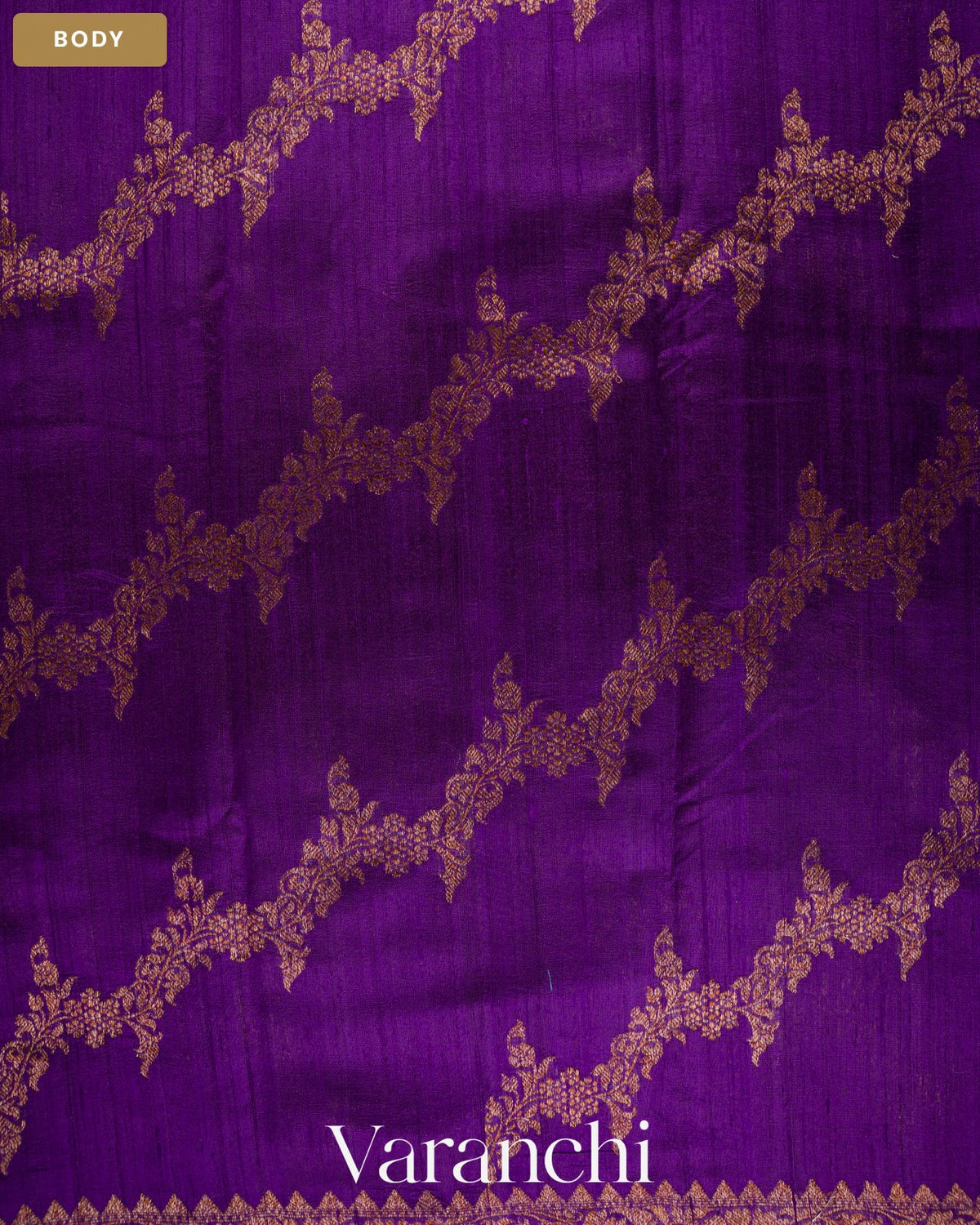 Royal Purple Lehariya Pure Raw Silk Handloom Saree — Body