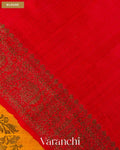 Rust Yellow Lehariya Pure Raw Silk Handloom Saree — Blouse