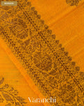 Rust Yellow Lehariya Pure Raw Silk Handloom Saree — Border