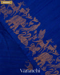 Royal Blue and Peacock Blue Ombre-Dyed Pure Raw Silk Handloom Saree — Border