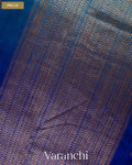 Royal Blue and Peacock Blue Ombre-Dyed Pure Raw Silk Handloom Saree — Pallu