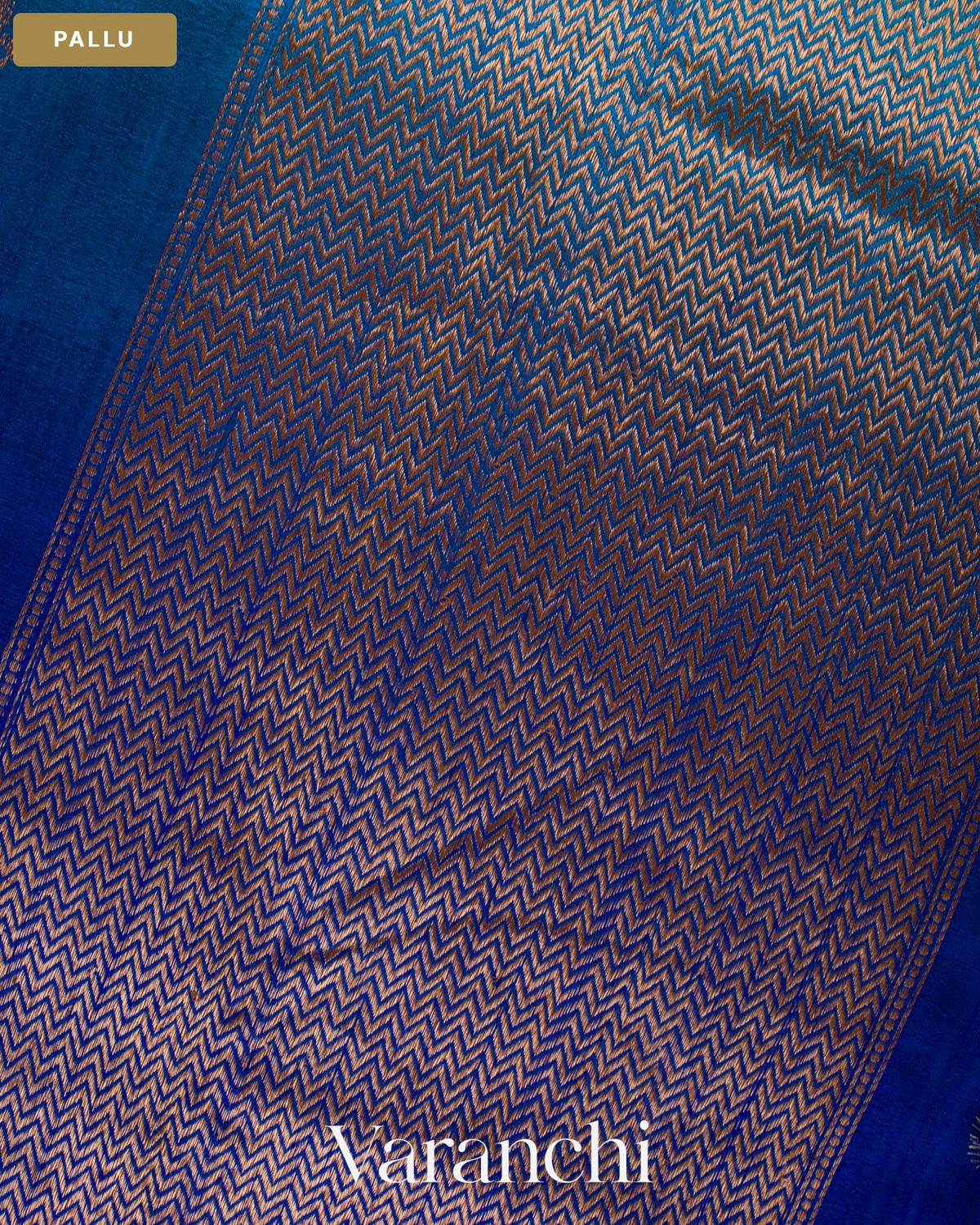 Royal Blue and Peacock Blue Ombre-Dyed Pure Raw Silk Handloom Saree — Pallu
