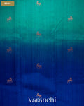 Royal Blue and Peacock Blue Ombre-Dyed Pure Raw Silk Handloom Saree — Body