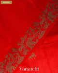 Magenta and Chilli Red Ombre-Dyed Pure Raw Silk Handloom Saree — Border