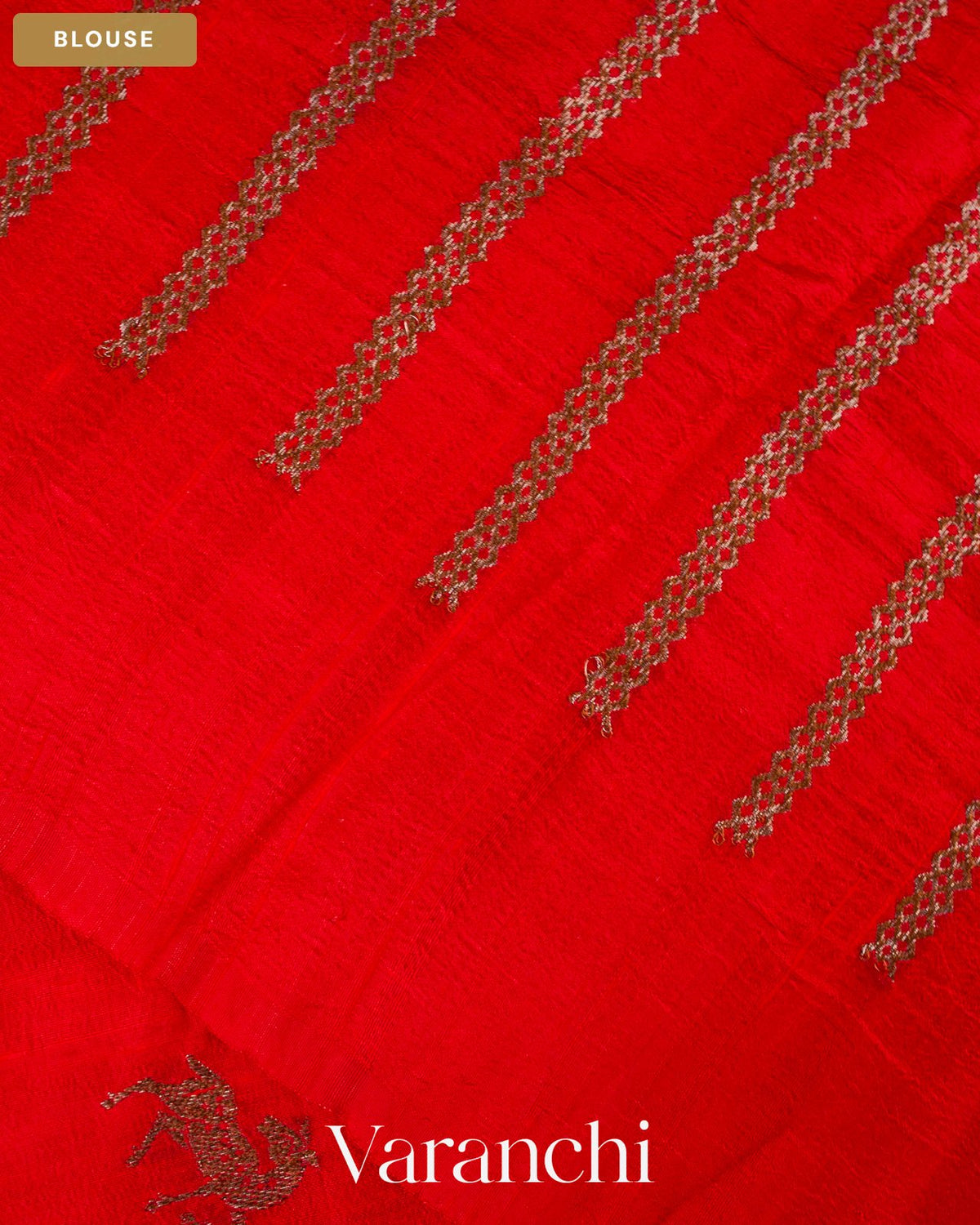 Magenta and Chilli Red Ombre-Dyed Pure Raw Silk Handloom Saree — Blouse
