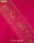 Rani Pink and Chilli Red Ombre-Dyed Pure Raw Silk Handloom Saree — Border