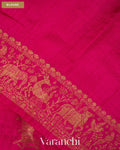 Rani Pink and Chilli Red Ombre-Dyed Pure Raw Silk Handloom Saree — Blouse