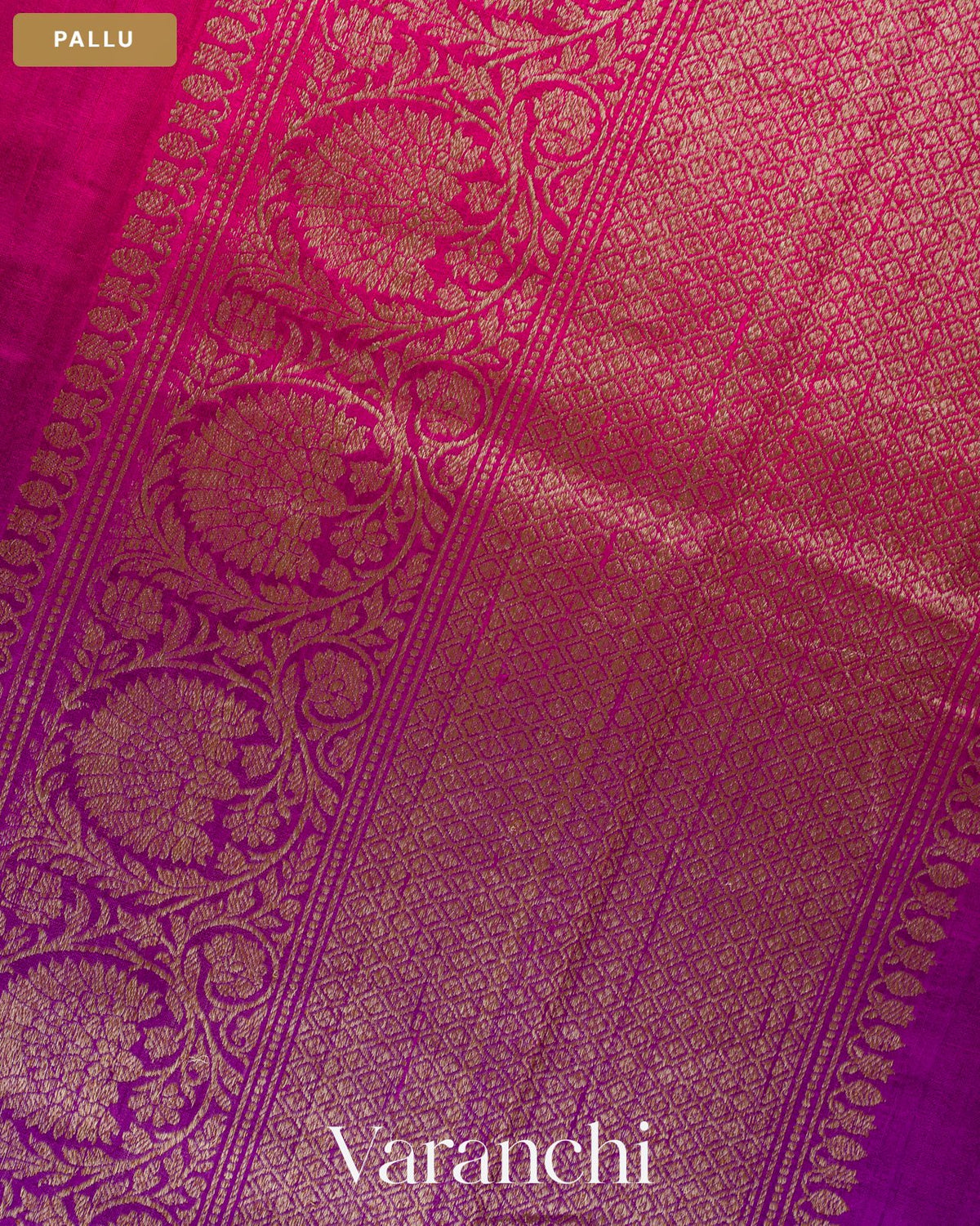 Violet and Rani Pink Ombre-Dyed Pure Raw Silk Handloom Saree — Pallu