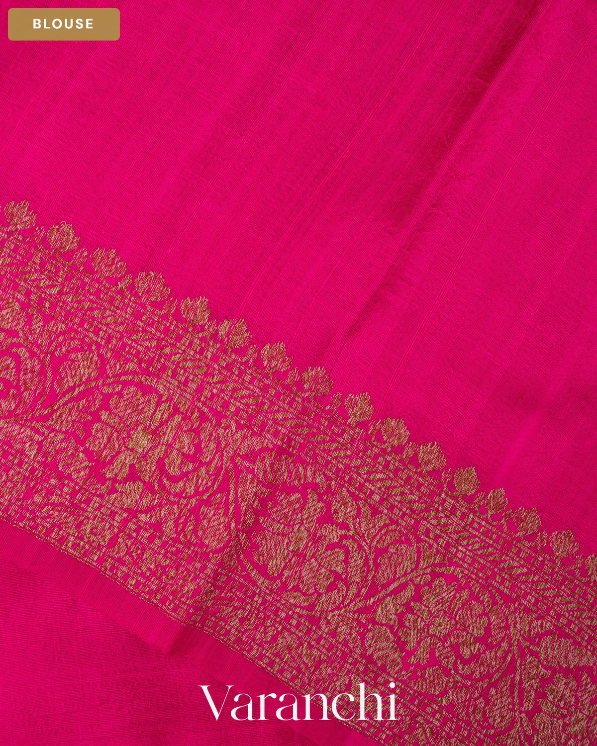Rani Pink and Chilli Red Ombre-Dyed Pure Raw Silk Handloom Saree — Blouse