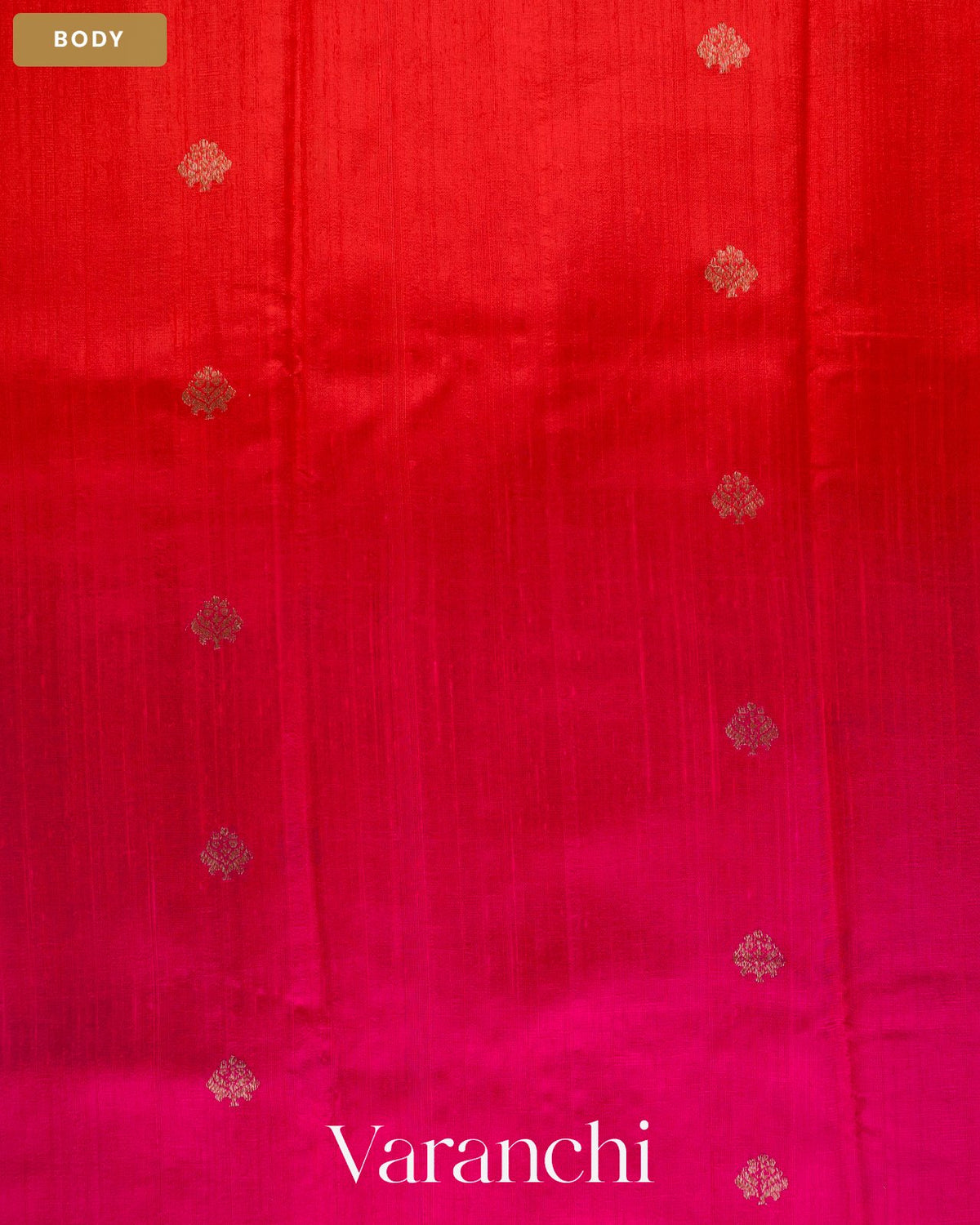 Rani Pink and Chilli Red Ombre-Dyed Pure Raw Silk Handloom Saree — Body