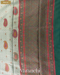 Light Powder Blue Pure Chiniya Silk Saree — Pallu