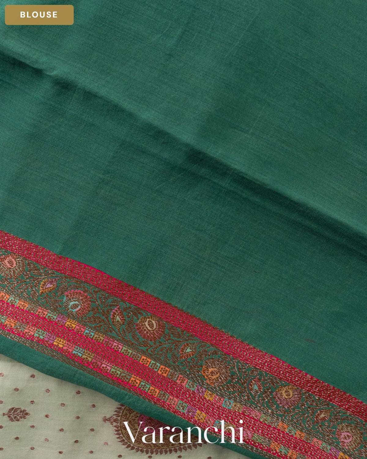 Light Powder Blue Pure Chiniya Silk Saree — Blouse