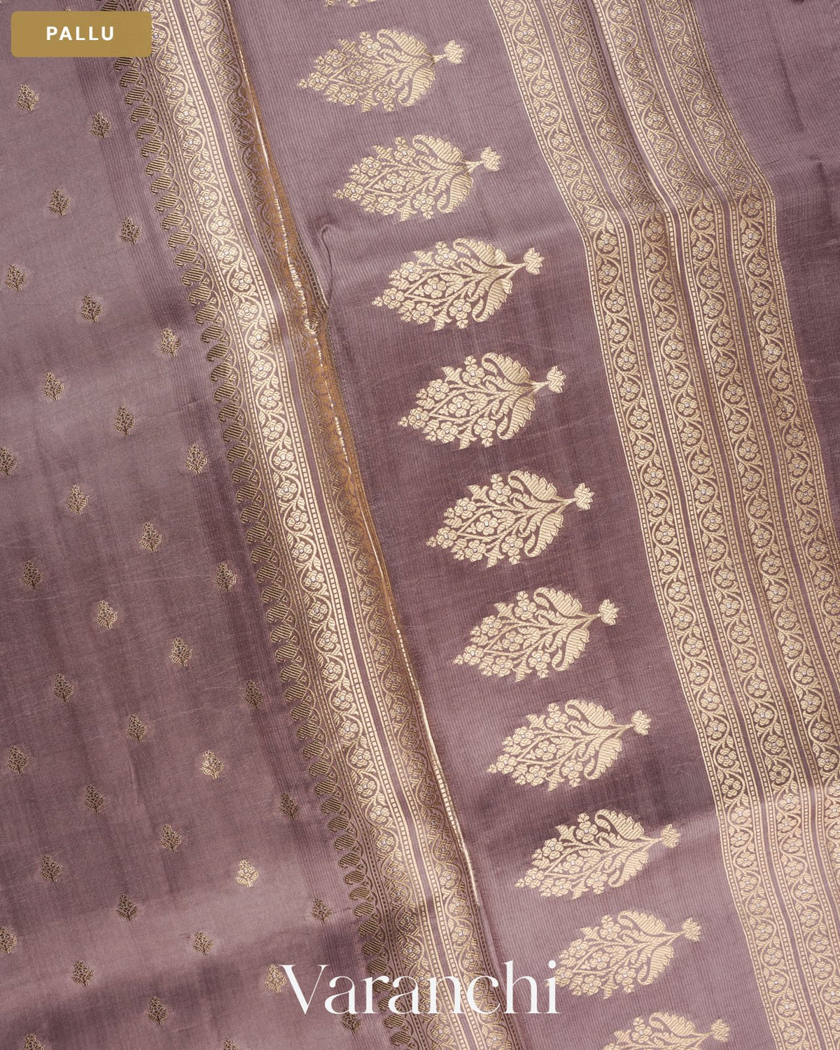 Dusty Lavender Pure Dupion Silk Saree — Pallu