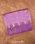 Lavender Pure Dupion Silk Saree — Folded